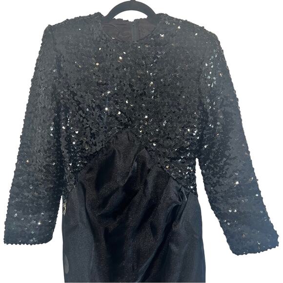 NWT Vintage 1980s Black Sequin Flor Kerr Dress 6 NWT - Picture 3 of 6